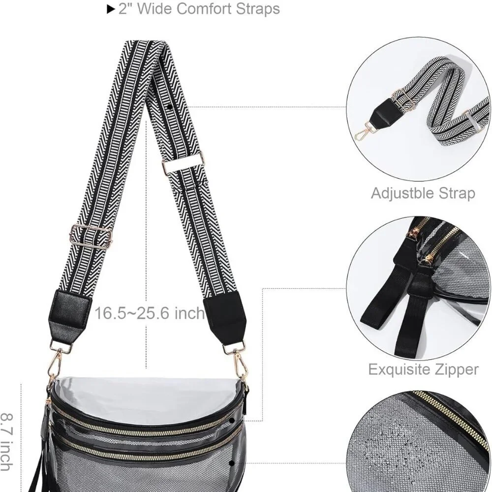 Clear Crossbody Bag Women Waterproof PVC Stadium Approved Large Capacity - Picture 3 of 6